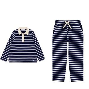 Minnow Unisex Navy White Stripe Rugby Shirt & Pants 3/4T
